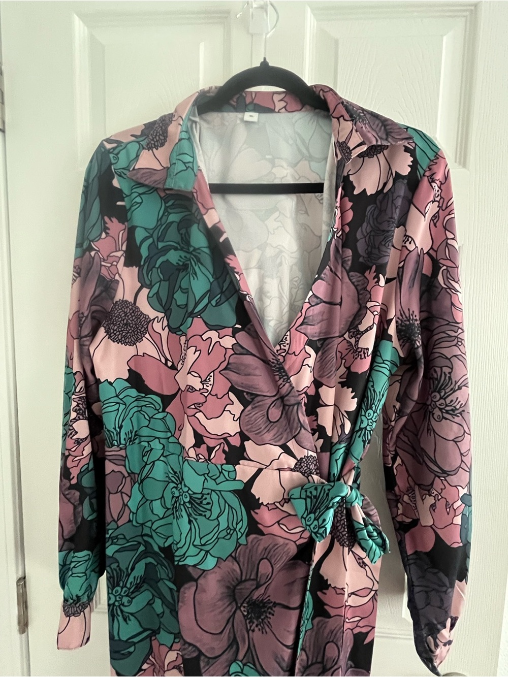 Floral Wrap Dress in Pink and Teal